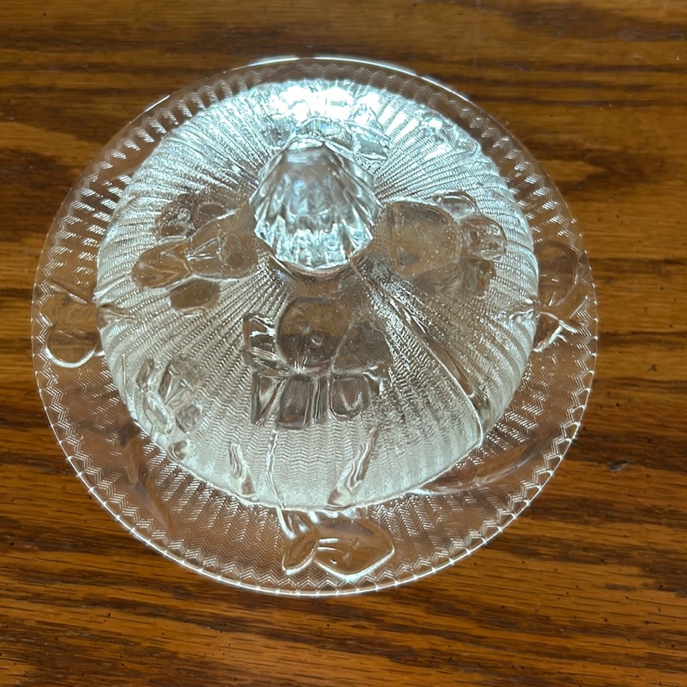 Butter Bowl Iris Herringbone Pattern Original Perfect Condition Base & Dome Lid